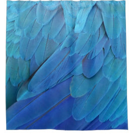 Blue parrot feathers pattern duschvorhang