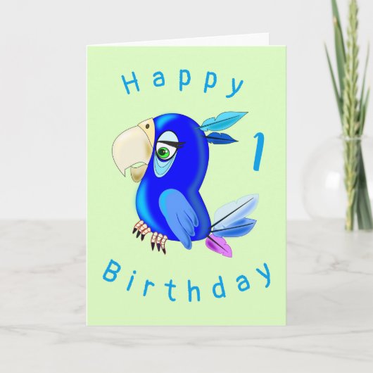 Blue Parrot Funny Birthday Card - individuell anpa Karte (Vorderseite)