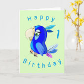 Blue Parrot Funny Birthday Card - individuell anpa Karte (Gelbe Blume)