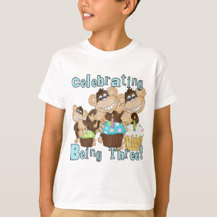 Blue Party Affen 3. Geburtstag T - Shirt und Gesch