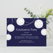 Blue Party Lantern Abschluss Einladung (Stehend Vorderseite)