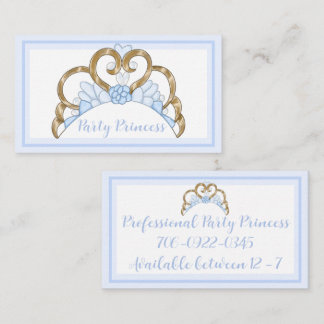 Blue Party Princess Business Card Visitenkarte