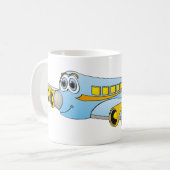 Blue Passenger Jet O Cartoon Kaffeetasse (Vorderseite Links)