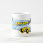 Blue Passenger Jet O Cartoon Kaffeetasse (Mittel)