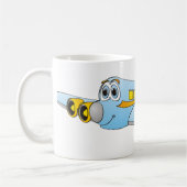 Blue Passenger Jet O Cartoon Kaffeetasse (Links)