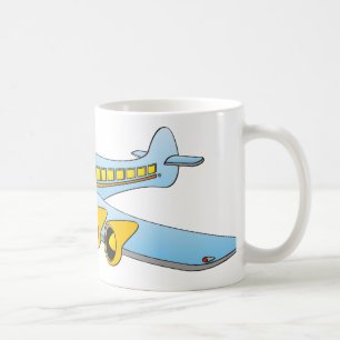 Blue Passenger Jet O Cartoon Kaffeetasse