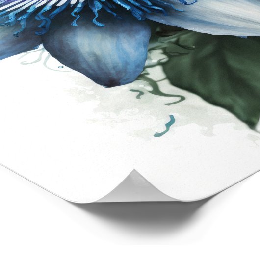 Blue Passion Blume Art Print Poster (Ecke)