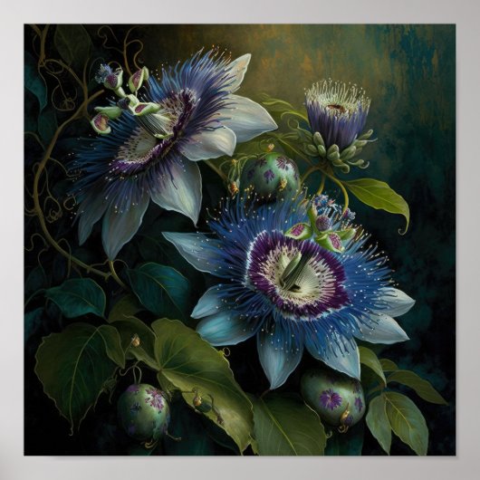 Blue Passion Blume Art Print Poster (Vorne)