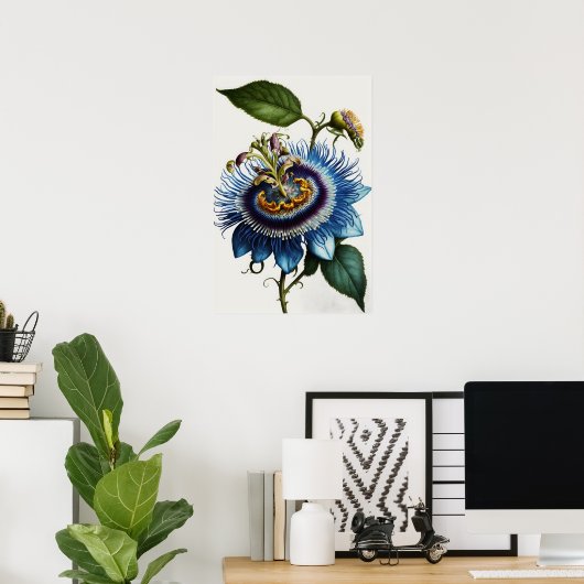 Blue Passion Blume Art Print Poster (Heimbüro)