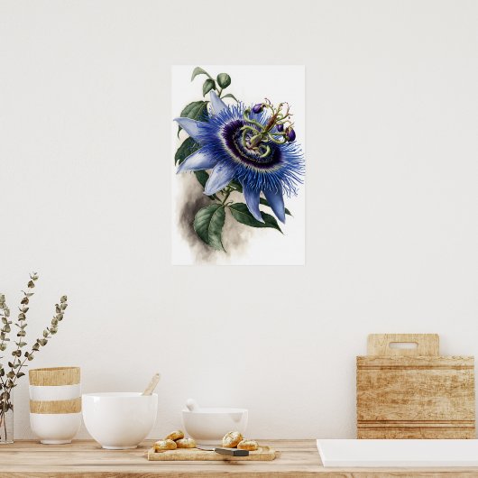 Blue Passion Blume Art Print Poster (Küche)