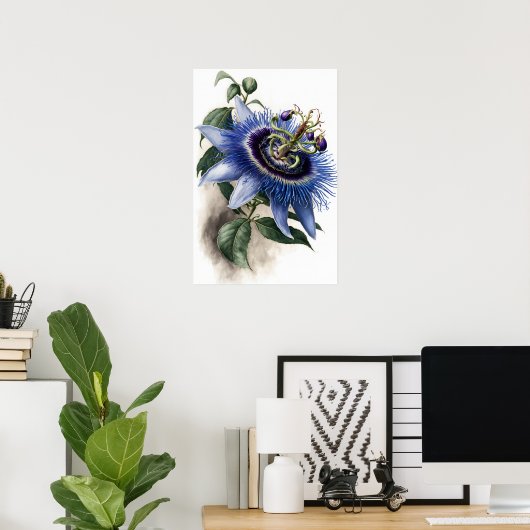 Blue Passion Blume Art Print Poster (Heimbüro)