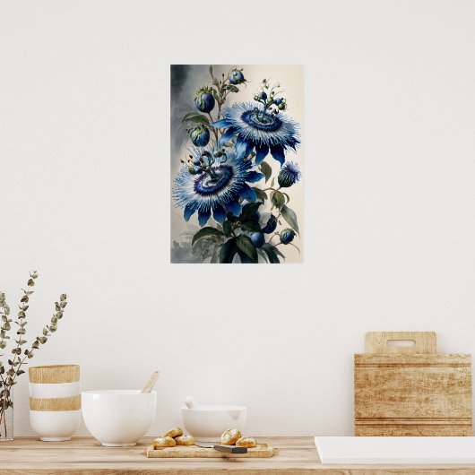 Blue Passion Blume Art Print Poster (Küche)
