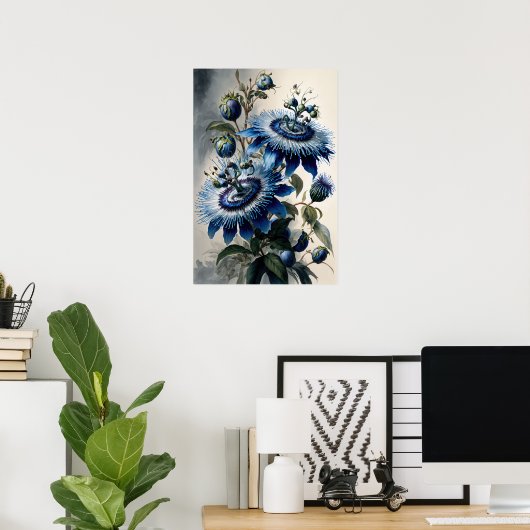 Blue Passion Blume Art Print Poster (Heimbüro)