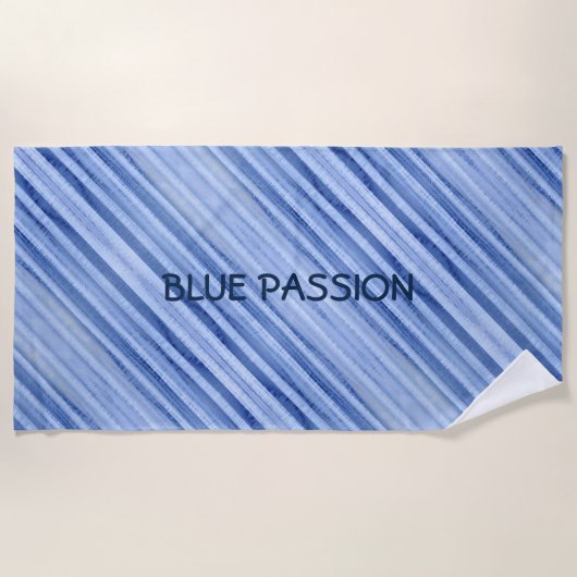 Blue Passion Diagonal Striping Personalisiert Strandtuch (Vorderseite)