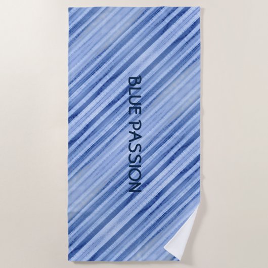 Blue Passion Diagonal Striping Personalisiert Strandtuch (Vorderseite)