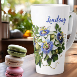 Blue Passionblumen Personalisiert Milchtasse