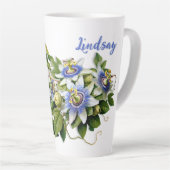 Blue Passionblumen Personalisiert Milchtasse (Rechte Ecke)