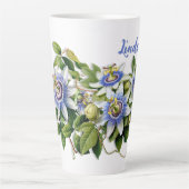 Blue Passionblumen Personalisiert Milchtasse (Vorderseite)