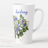 Blue Passionblumen Personalisiert Milchtasse (Rechts)
