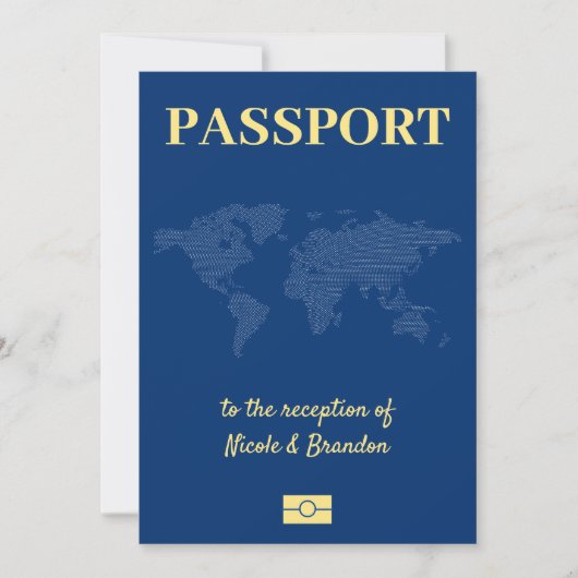 Blue Passport Eloped Wedding Reception Einladung (Vorderseite)
