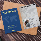 Blue Passport Eloped Wedding Reception Einladung