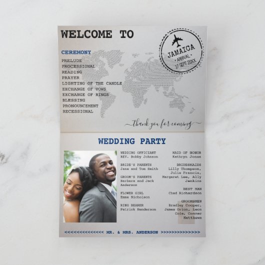 Blue Passport Jamaica Hochzeit in Urlaubsort Programm (Innenseite)