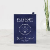 Blue Passport Reiseziel Kreuzfahrt Hochzeit Einladung (Vorderseite)