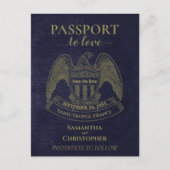 Blue Passport-Spaß Hochzeit speichern Sie das Datu Ankündigungspostkarte (Vorderseite)