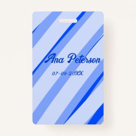 Blue pastel add name date boho retro lines pattern ausweis