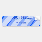 Blue pastel add name date boho retro lines pattern autoaufkleber (Vorne)
