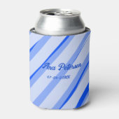 Blue pastel add name date boho retro lines pattern dosenkühler (Kanne Vorderseite)