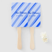 Blue pastel add name date boho retro lines pattern fächer (Vorne und Hinten)