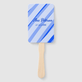 Blue pastel add name date boho retro lines pattern fächer