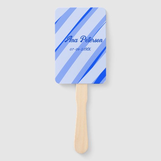 Blue pastel add name date boho retro lines pattern fächer (Vorderseite)