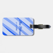 Blue pastel add name date boho retro lines pattern gepäckanhänger (Rückseite horizontal)