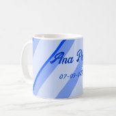 Blue pastel add name date boho retro lines pattern kaffeetasse (Vorderseite Links)