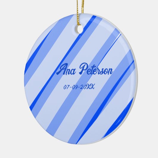 Blue pastel add name date boho retro lines pattern keramik ornament (Links)