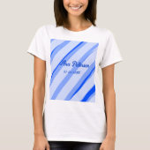 Blue pastel add name date boho retro lines pattern T-Shirt (Vorderseite)