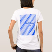 Blue pastel add name date boho retro lines pattern T-Shirt (Rückseite)