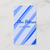 Blue pastel add name date boho retro lines pattern visitenkarte (Rückseite)