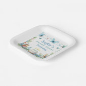 Blue Pastel Butterfly Fairy Erster Geburtstag - Pappteller (Gewinkelt)