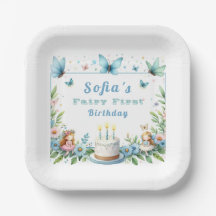 Blue Pastel Butterfly Fairy Erster Geburtstag -