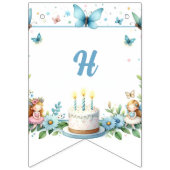 Blue Pastel Butterfly Fairy Erster Geburtstag - Wimpelkette (Zweite Fahne)