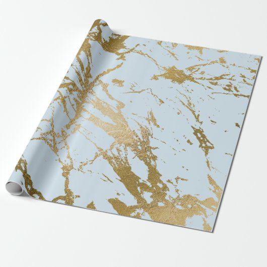 Blue Pastel Celestial Gold Marble Shiny Glam Geschenkpapier (Ungerollt)