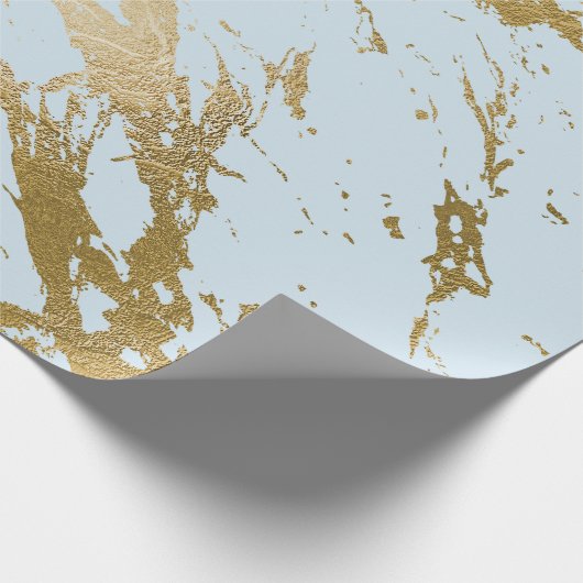 Blue Pastel Celestial Gold Marble Shiny Glam Geschenkpapier (Ecke)