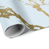 Blue Pastel Celestial Gold Marble Shiny Glam Geschenkpapier (Rolleneckpunkt)