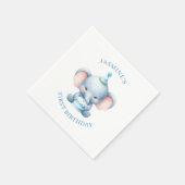 Blue Pastel Elephant Kindergeburtstag Paper Napkin Serviette (Ecke)