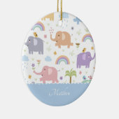 Blue Pastel Elephant Pattern Little Boy Christmas Keramik Ornament (Rechts)
