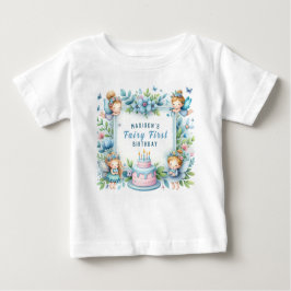 Blue Pastel Floral Fairy Erster Geburtstag - Baby T-shirt
