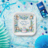 Blue Pastel Floral Fairy Erster Geburtstag - Pappteller (Party)